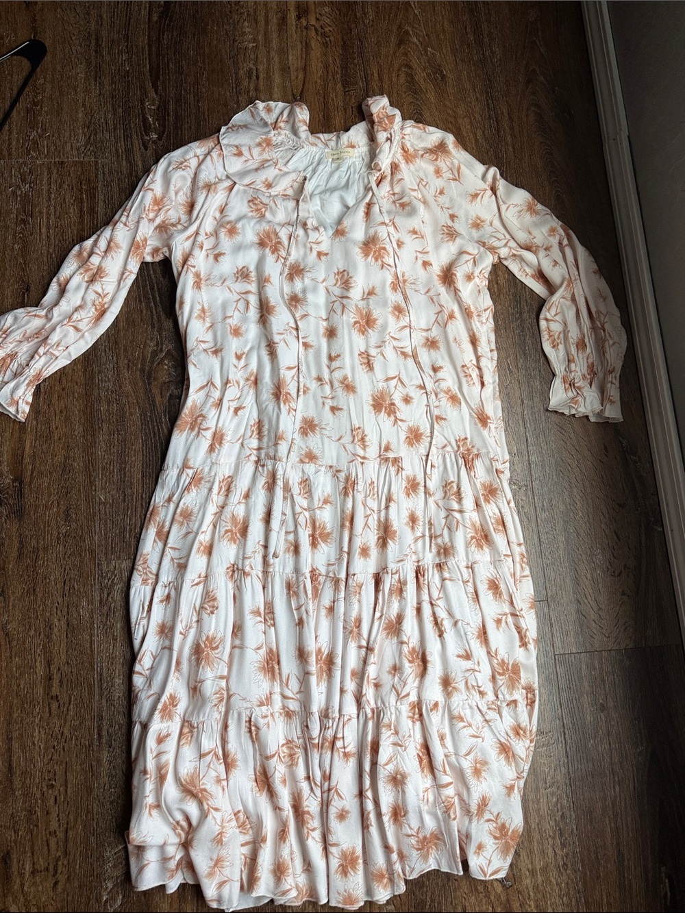 Shop Stevie White Dress with Peach Floral Details , worn once! Like New !